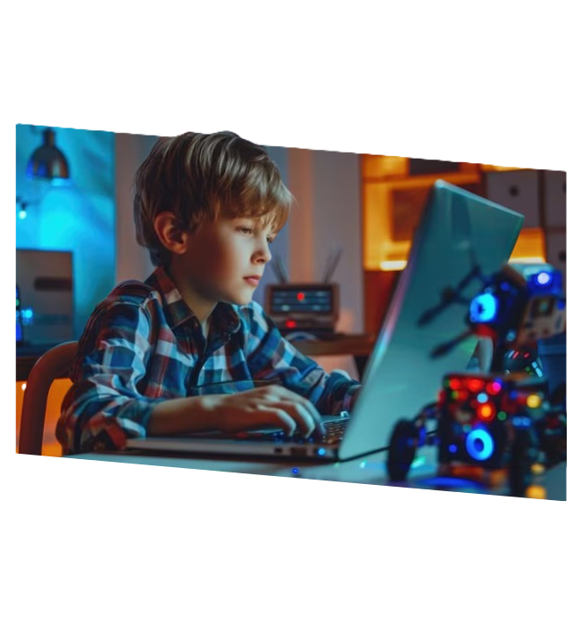 A child exploring coding on a laptop
