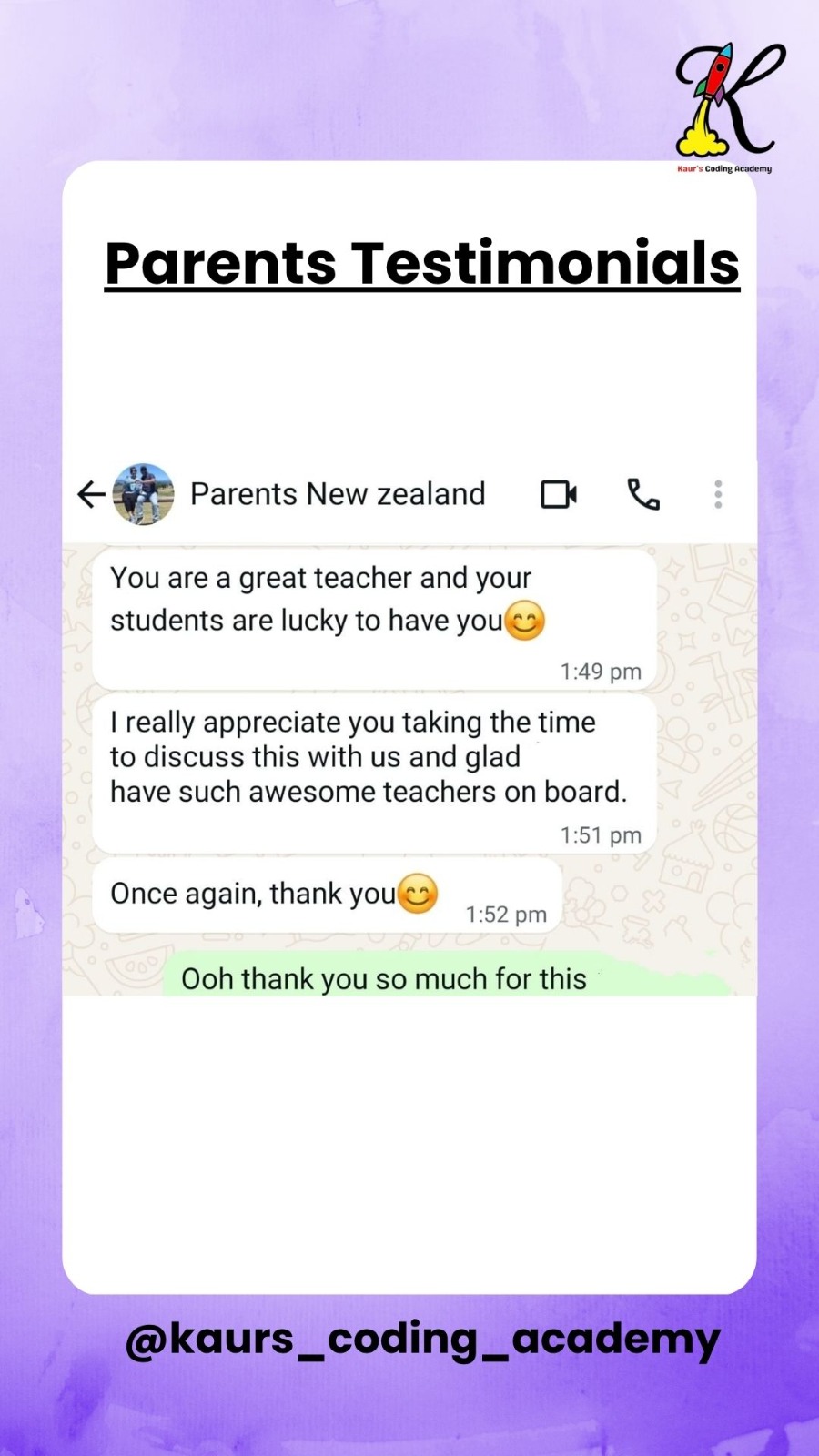 Original parent testimonial: Parent Review 2